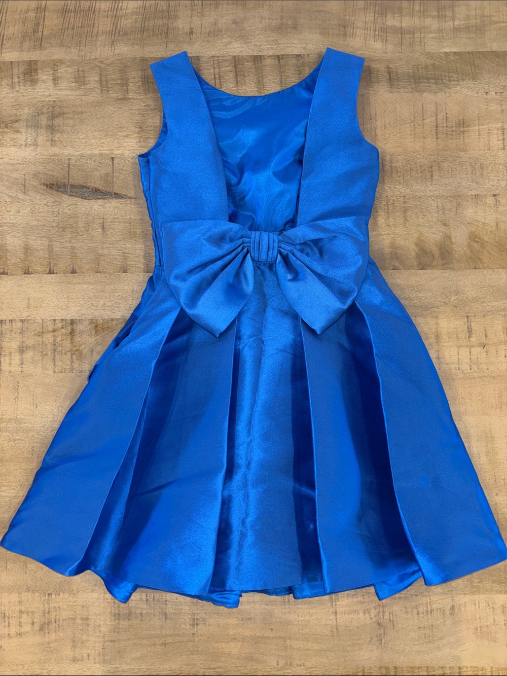 Kate Spade Silk Taffeta Open Back Big Bow Fit & Flare Blue Dress Pockets 2 $345 - Picture 4 of 8